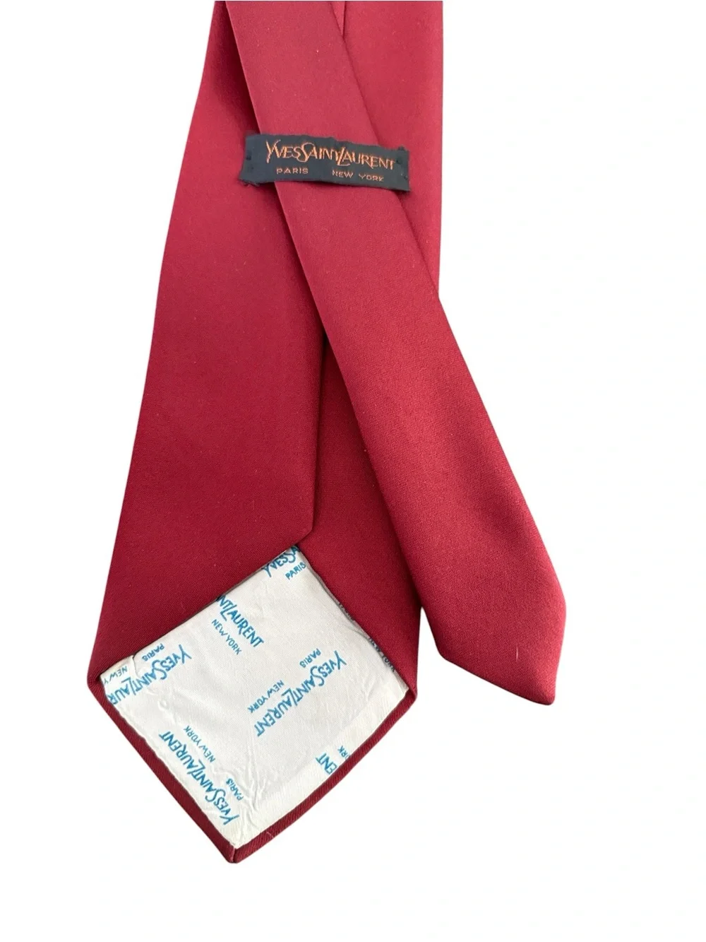 Vintage Yves Saint Laurent Deep Maroon YSL Logo Necktie OS